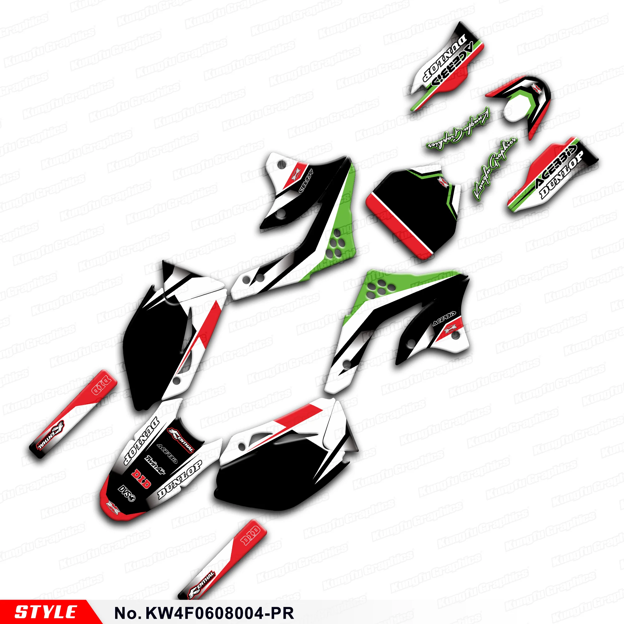 

Motorcycle Decals Vinyl Graphics for Kawasaki KX 450F KX450F 2006 2007 2008, KW4F0608004-PR