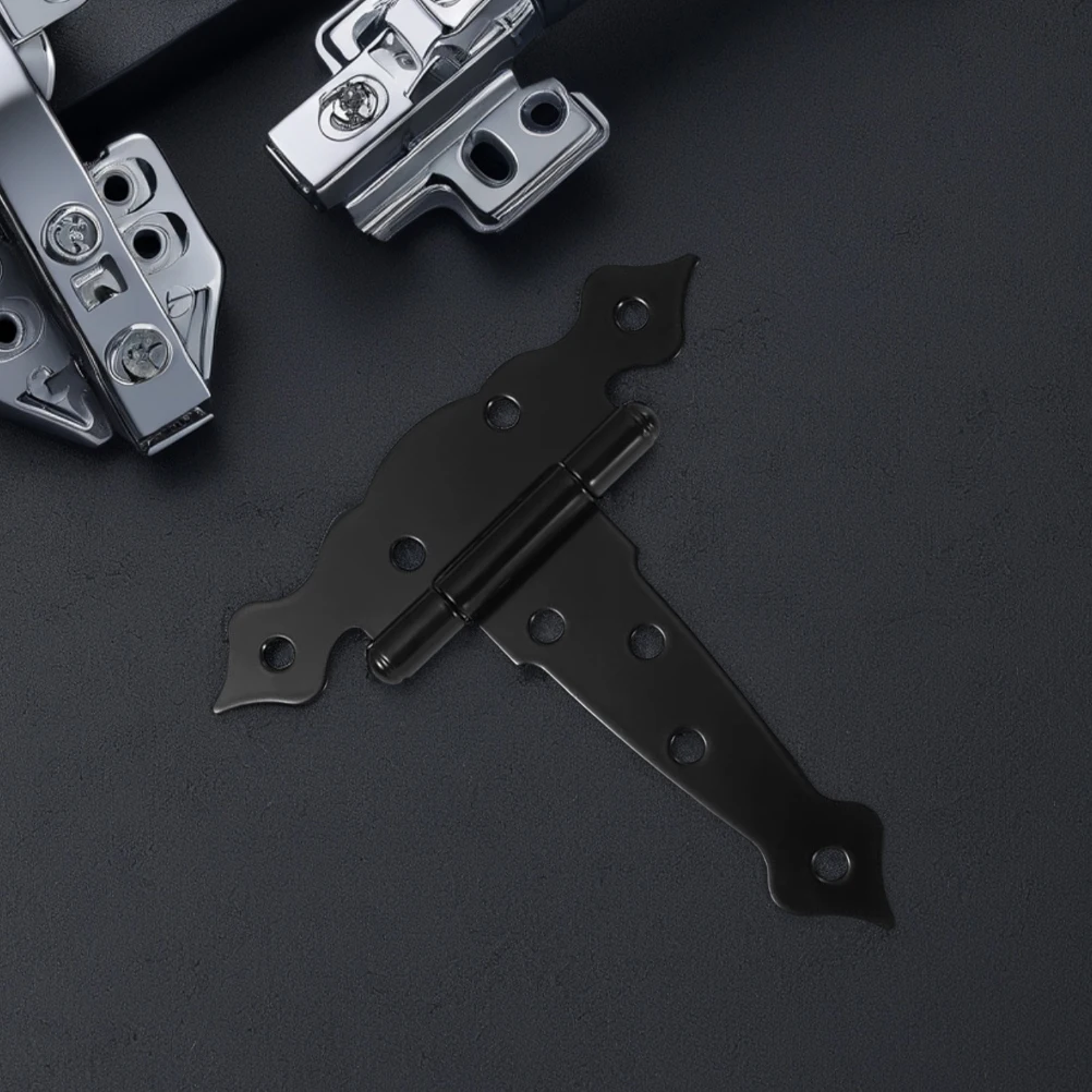 Черная Т-образная петля, сверхмощные дверные петли для сарая, фурнитура для ворот сарая, кованое железо, наружное деревянное крепление для забора для домашнего сада