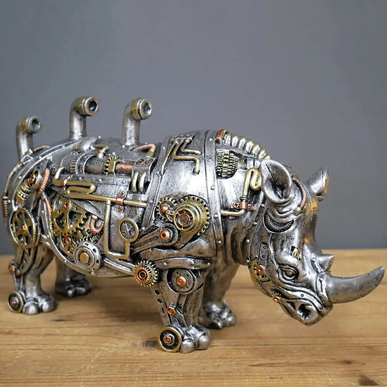 Steampunk Robot Dog Resin Sculpture Vintage Tech‑Aesthetic Tabletop Showcase Decor Piece Whimsical Home Patio Ornament Unique Mo