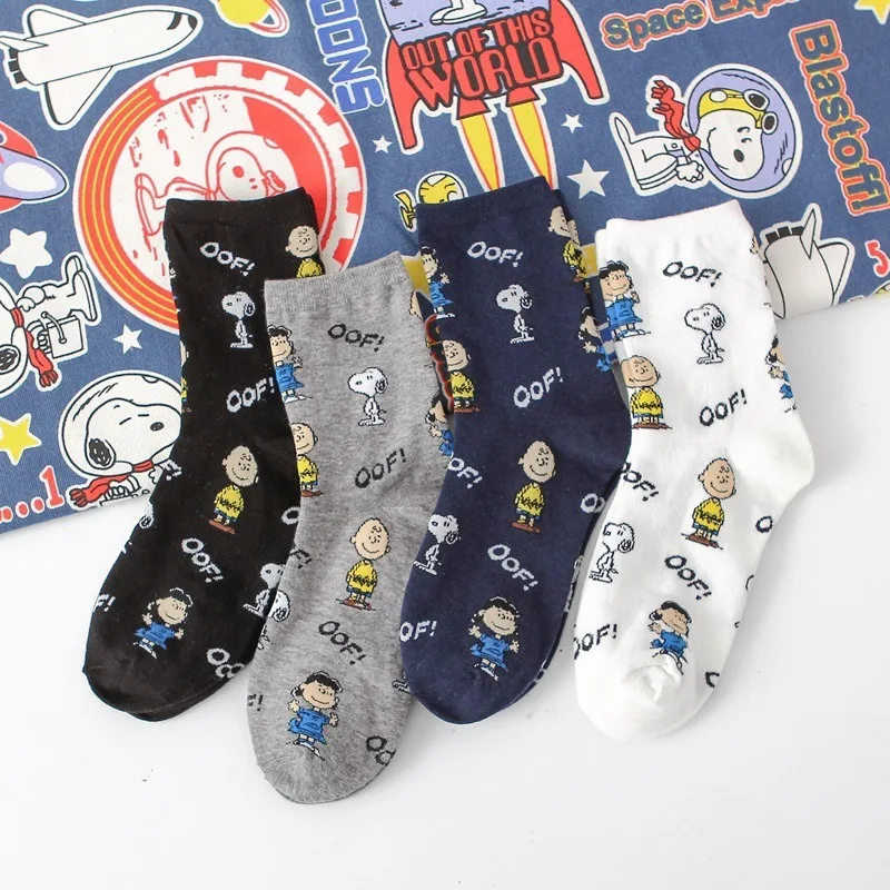 Snoopy Mid-calf Socks Children Cartoon Cotton Socks Women Men Breathable Anime Sports Socks Casual Student Personalize Sock Gift