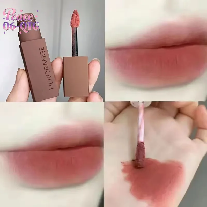 HERORANGE Matte Velvet Lip Mud Long-Lasting Waterproof Non-Stick Cup Lip Gloss Silky Smooth Soft Mist Lipstick Makeup Cosmetics