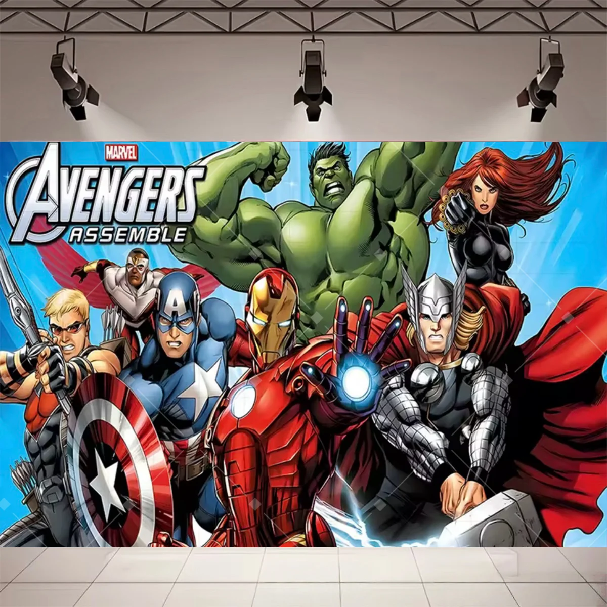 Cartoon Marvel Superhelden Geburtstagsparty Dekoration Hintergrund Spider-Man Iron Man Captain America Kinderparty Zubehör Deko Requisiten