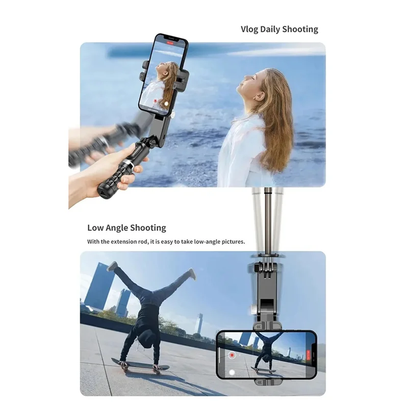 

【Sleek Design】Tripod Stand For Gopro Action Cameras Wireless Foldable Selfie Stick Balance Steady Shooting With Microphone For S