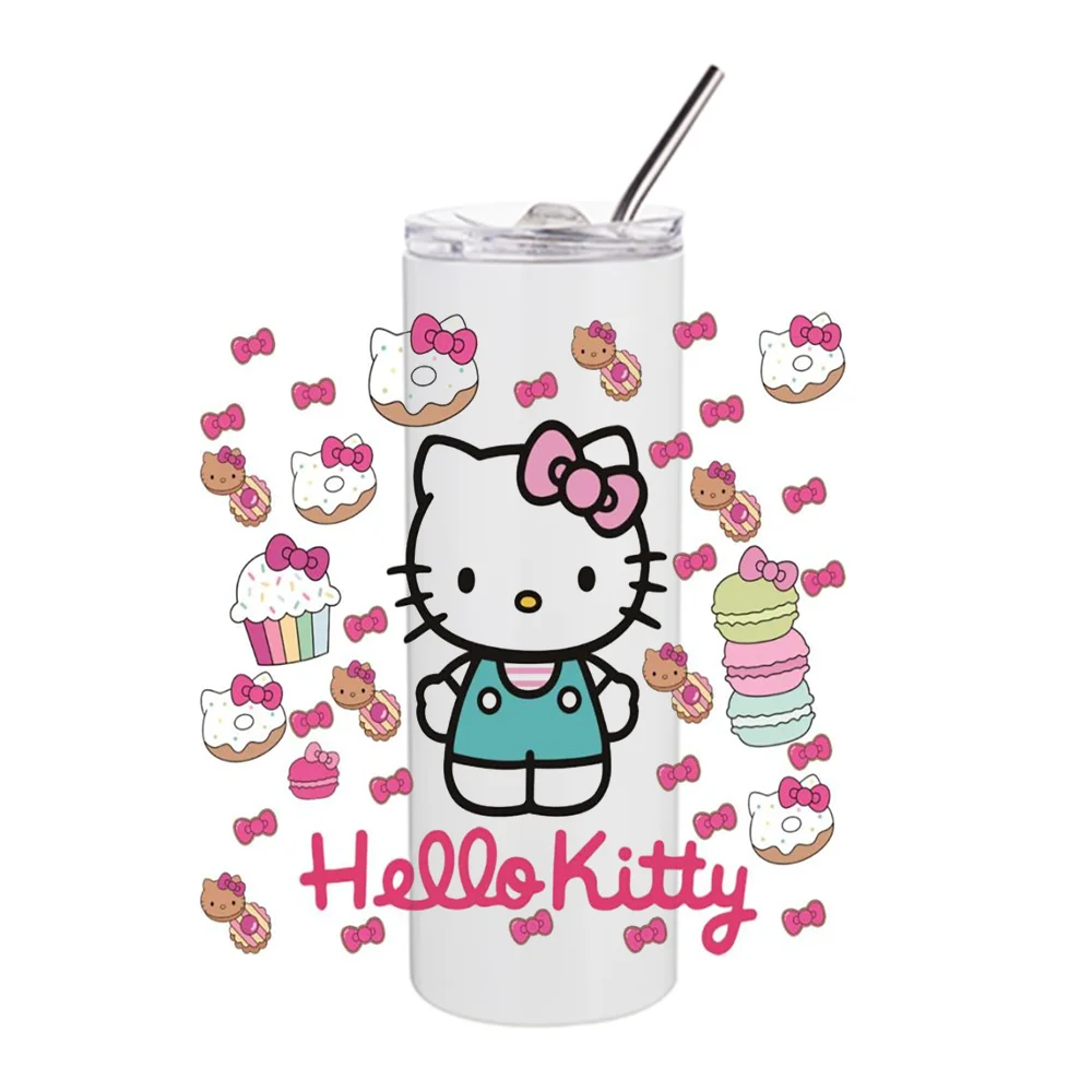 Miniso 3D Cartoon Design UV DTF Cup Wrap for 20oz Tumblers Hello Kitty Decal Transfers Stickers DIY Washable Mug Decal Sticker