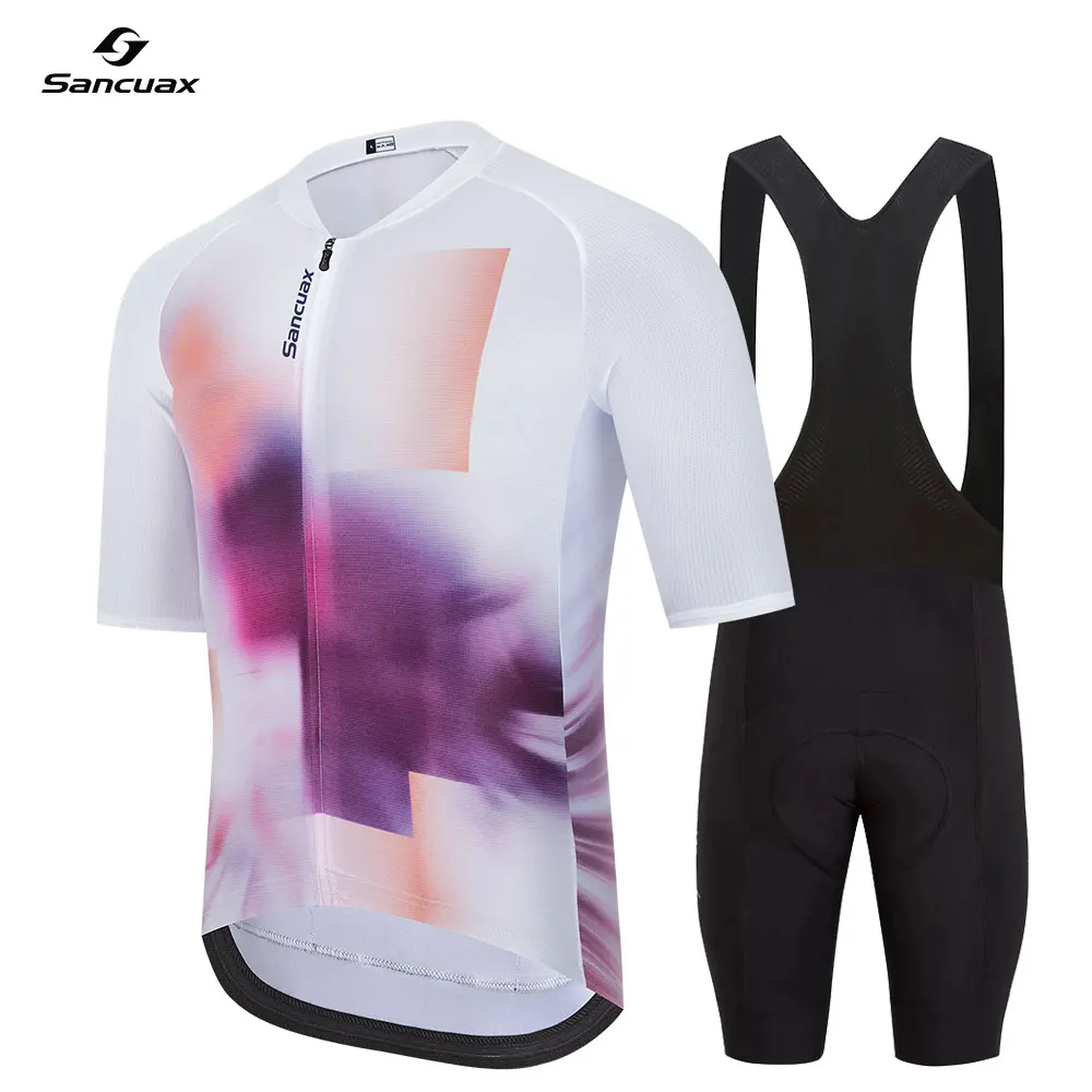 SANCUAX Sommer-Fahrradbekleidung für Herren, kurzärmelig, Rennrad-Fahrradbekleidung, atmungsaktives Radtrikot-Set, Ropa Ciclismo Maillot