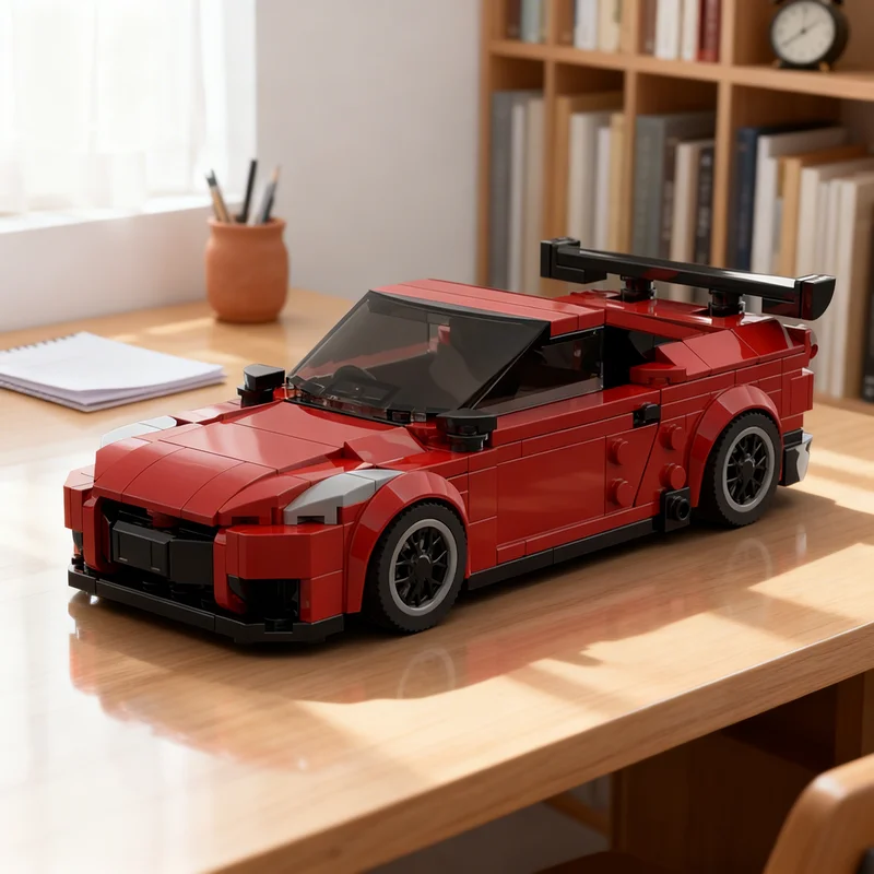 404pcs MOC Rally Car GTR R35 Red Racing Series Model Building Blocks Module Diorama Figure Ship Robot Aircraft Train Toy Gift