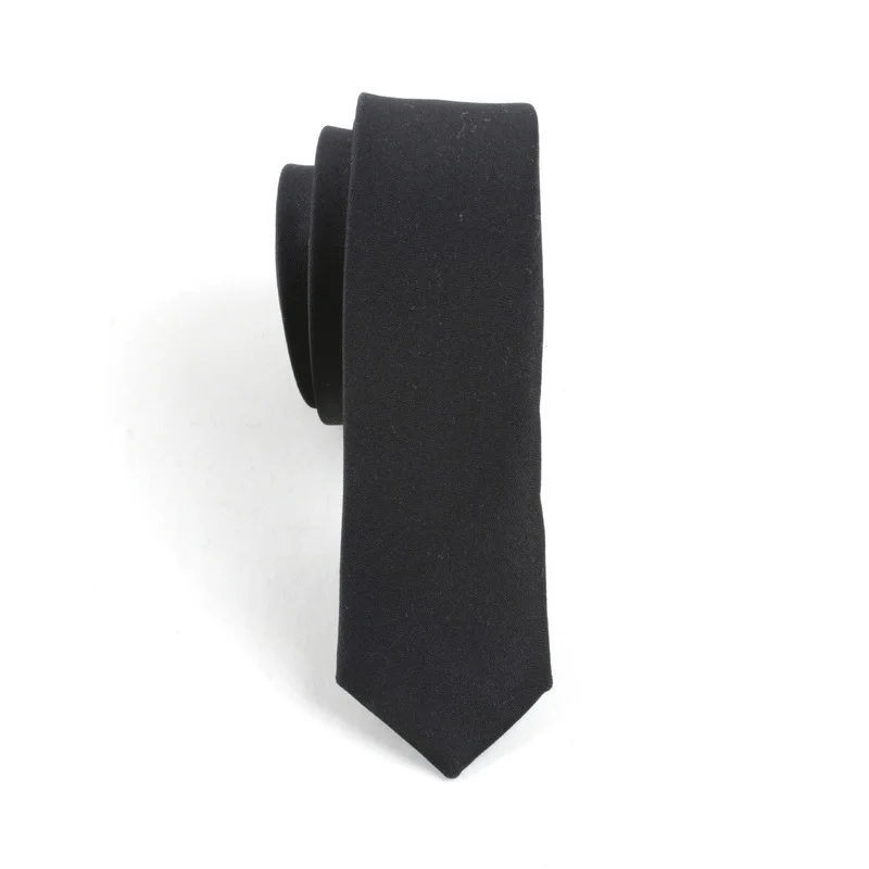 Fashion Casual 3.5cm/8cm Slim Silk Tie Solid Color Black Ties Handmade Men Woven Skinny Necktie For Wedding Party