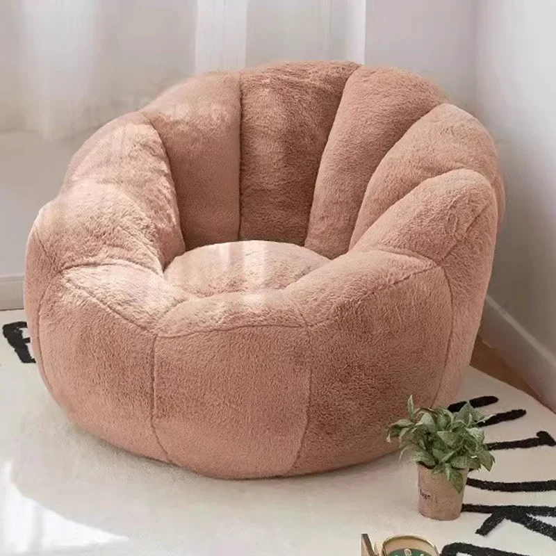 Kawai Curved Bean Bag Sofa Pink Lazy Exterior Sitting Bean Bag Sofas Comfortable Reclining Puf De Asiento Furniture Living Room