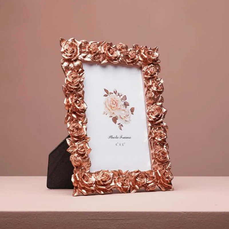 

Retro 5inch 6inch 7inch Photo Frame Picture Frame Rose Flower Photo Display Frame European Style Desktop Ornaments Home Decor