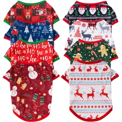 Christmas Dog Clothes Pet Shirts  Puppy Vest Printed Christmas Snowman Reindeer Santa Claus Dog Shirts for Dogs and Cats