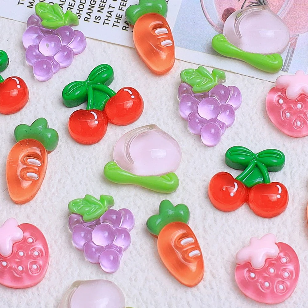 10PCS Grape Fruit Series Miniature Flat Back Resin Cabochons For Hairpin Scrapbooking DIY Home Decor Craft Accessories