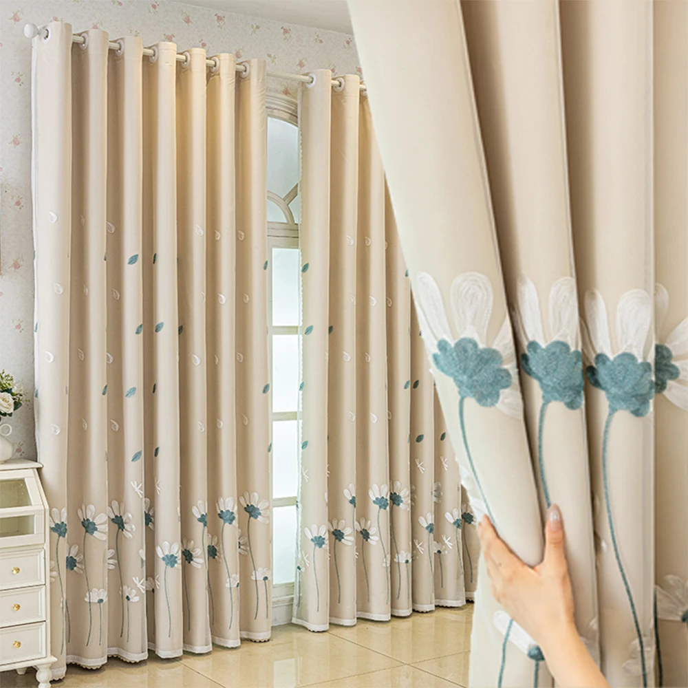 Bestickter doppellagiger Vorhang, 1 Stück moderner einfacher Fenstervorhang, dekorativer Vorhang für Wohnzimmer, Schlafzimmer, Arbeitszimmer