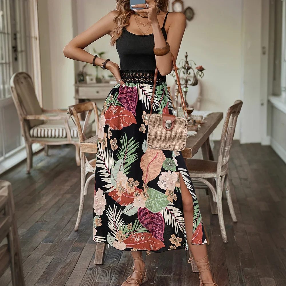 Pop M L Blumenkleid Für Frauen Kleidung 2025, Böhmischen Lose Strand Sommerkleid Rock Weibliche Urlaub Mode Koreanische Kleid Vestido Rob