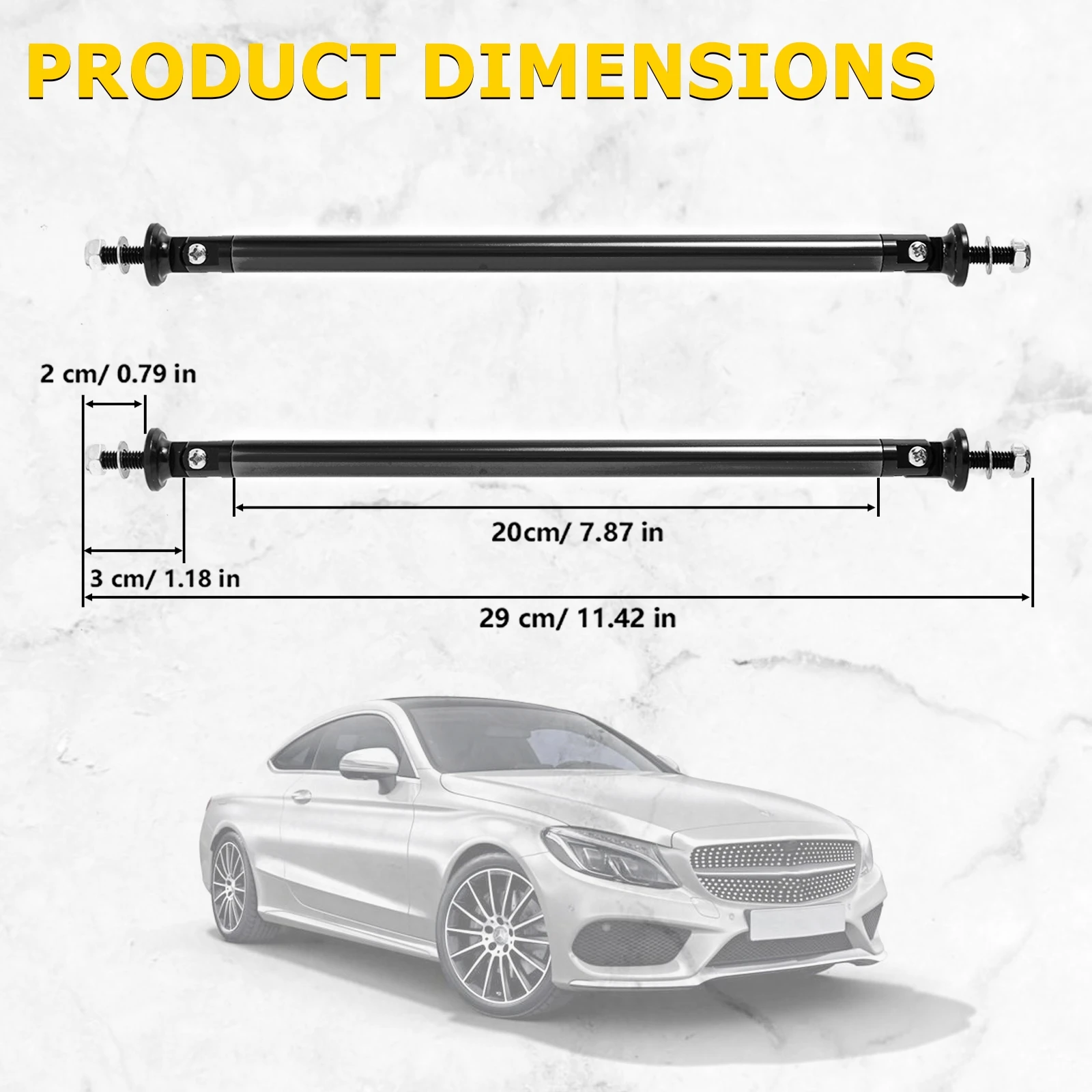 200mm 2pcs Universal Adjustable Front Rear Bumper Lip Splitter Rod Pull Rod Support Bars Car Racer Auto Lever