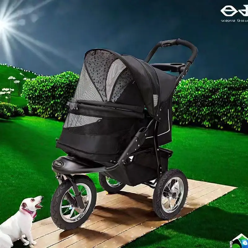 Carrito Universal transpirable a prueba de viento para mascotas, carrito plegable para exteriores para perros y gatos, 4 ruedas