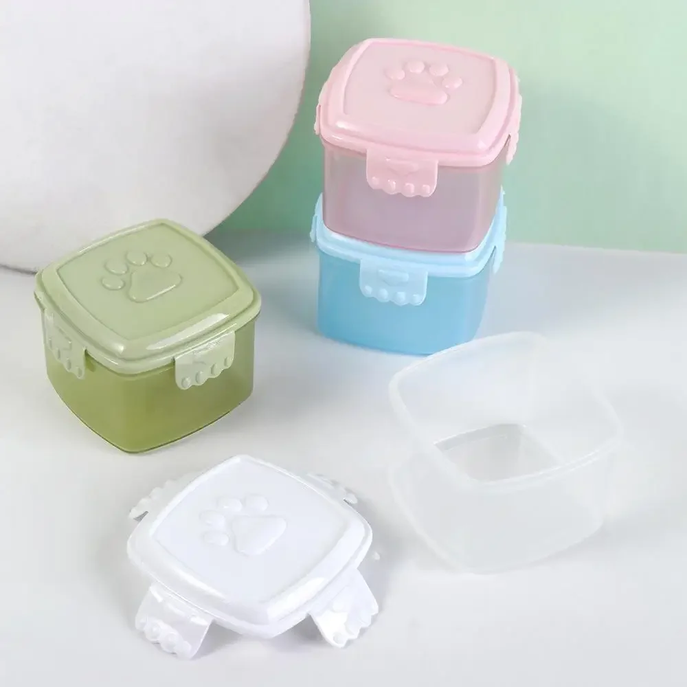 

Portable Plastic Sauce Box Round/square Cat Paw Pattern Lid Sauce Container Sealed Salad Dressing Containers Outdoor
