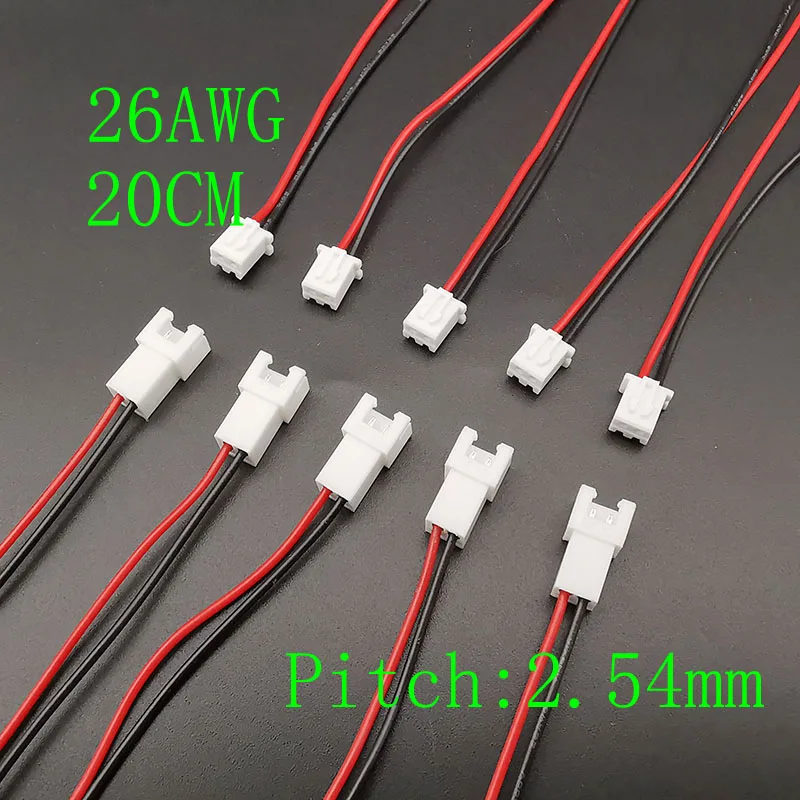 5/10 Paar Mini Micro JST 1,25 mm/PH 2,0 mm/XH 2,54 mm Rastermaß 2-poliger männlicher weiblicher Steckverbinder mit Drahtkabeln