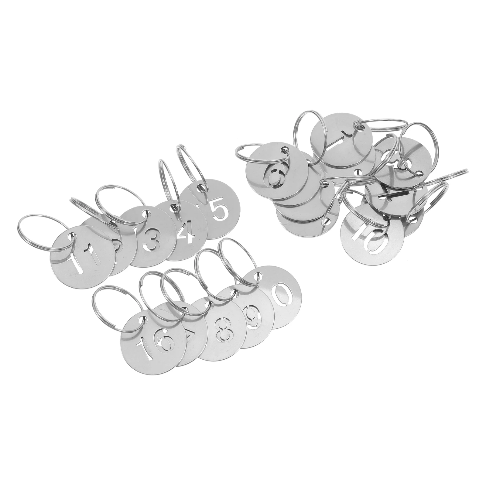 

20pcs Number Plate Stainless Steel Round Tags Key Identifier with Clear Numbers Separator Design Metal Key Tags Hanger Labels