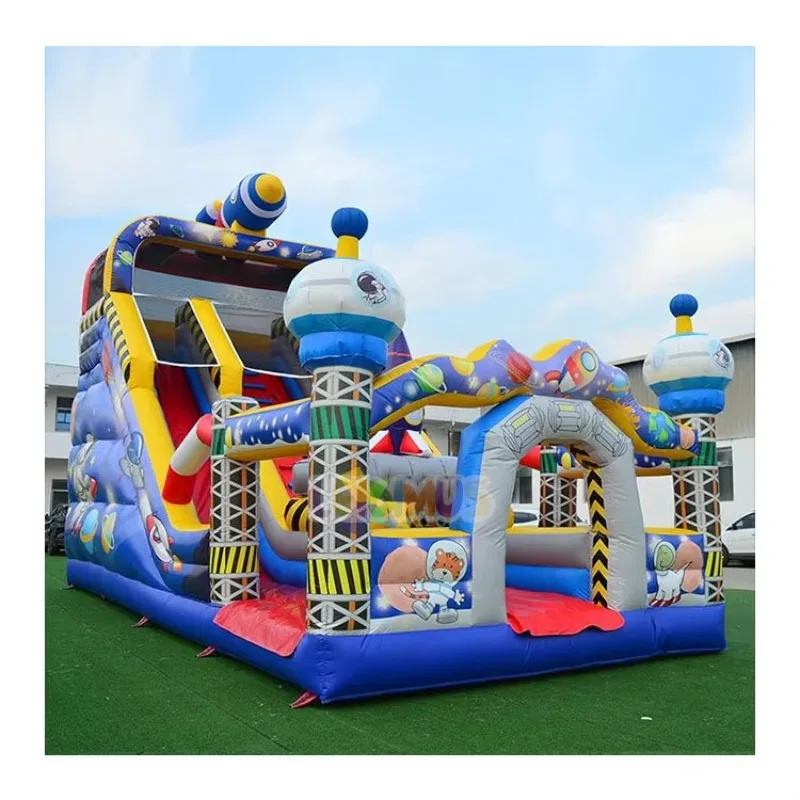 

Индивидуальный замок для прыжков на тему космической ракеты из ПВХ, Bounce House Moonwalk, надувной надувной замок с горками