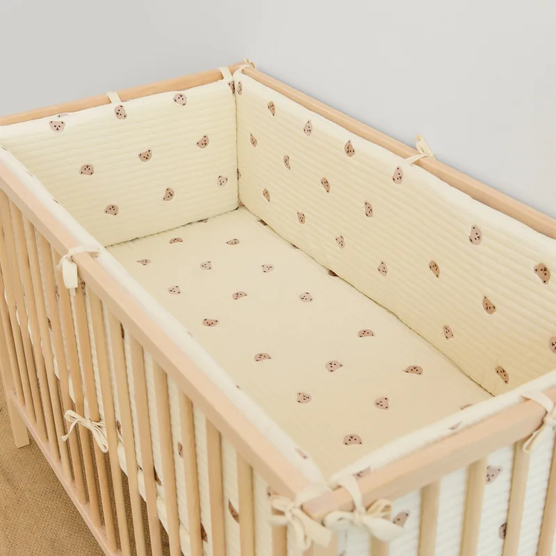 

Baby Nursery Crib Bumper Bedding Set Newborn Bear Embroidery Cotton Cot Bumpers In Crib Infant Protector for Baby Boy Girl Boy