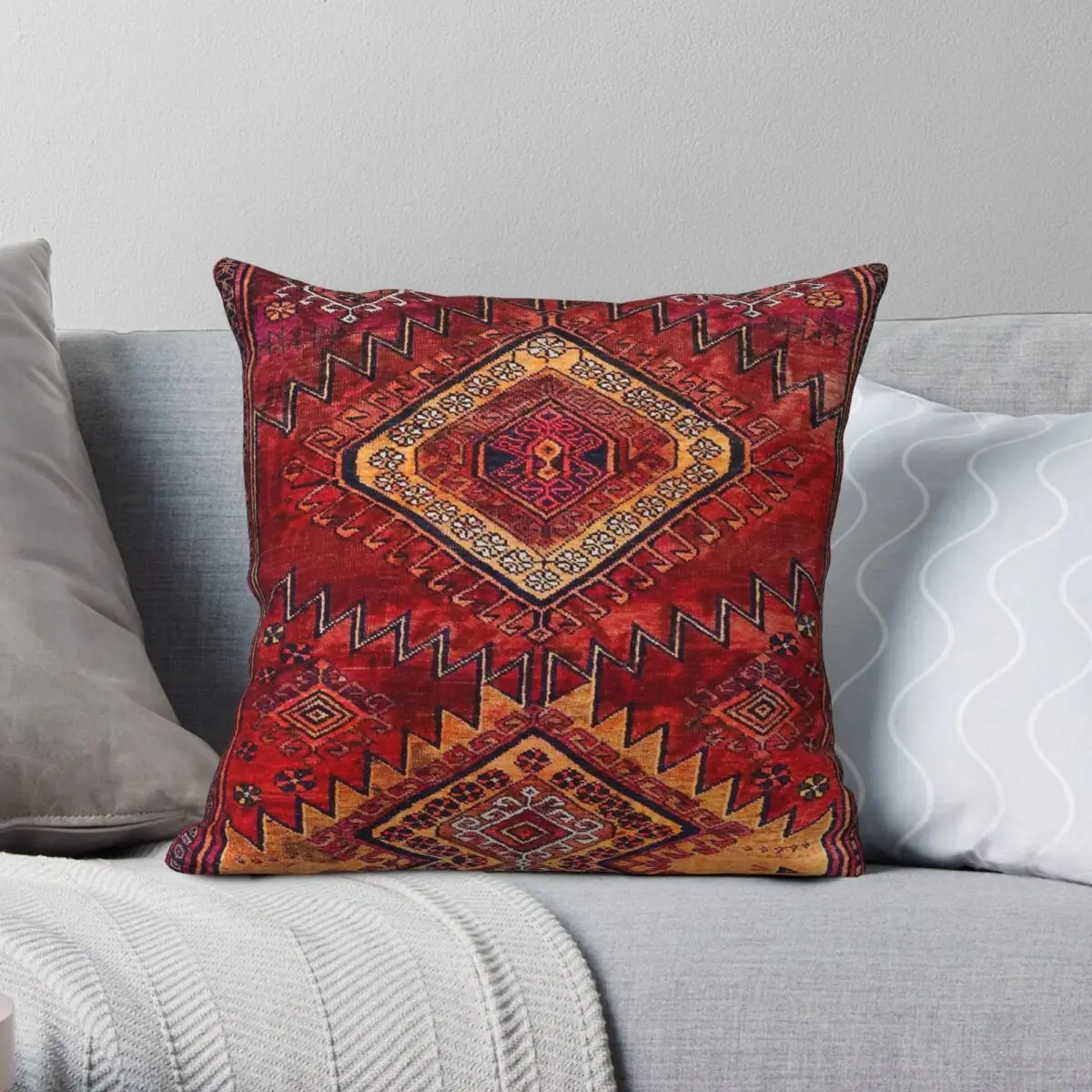 

Berber Oriental Heritage Moroccan Square Pillowcase Polyester Linen Velvet Creative Zip Decorative Home Cushion Cover 45x45