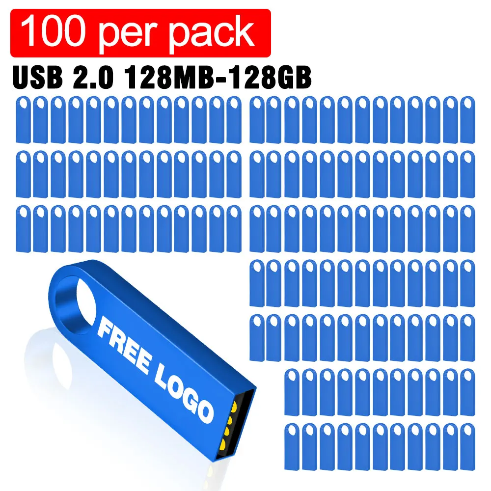 100pcs/lot Free custom Logo Metal pendrive16GB 32GB 64GB 128GB USB 2.0 flash drive black USB Memory Stick pen drive flash u disk