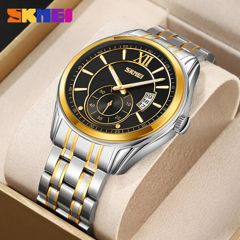 SKMEI 9319 Brand Fashion Trend Men Watch Waterproof Steel Calendar Luminous Quartz Watch Business Clock Gift Wristwatches 2026