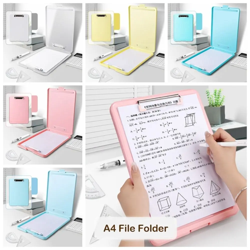 Large Capacity A4 File Clipboard Box Case A4 File Folder Waterproof Writing Clipboard Plastic File Storage A4 File Folder School