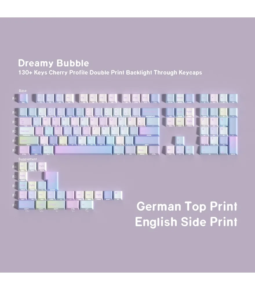 Keycap Korean Russian Thai European small language can be determined double engraving light transmission Pbt original full set