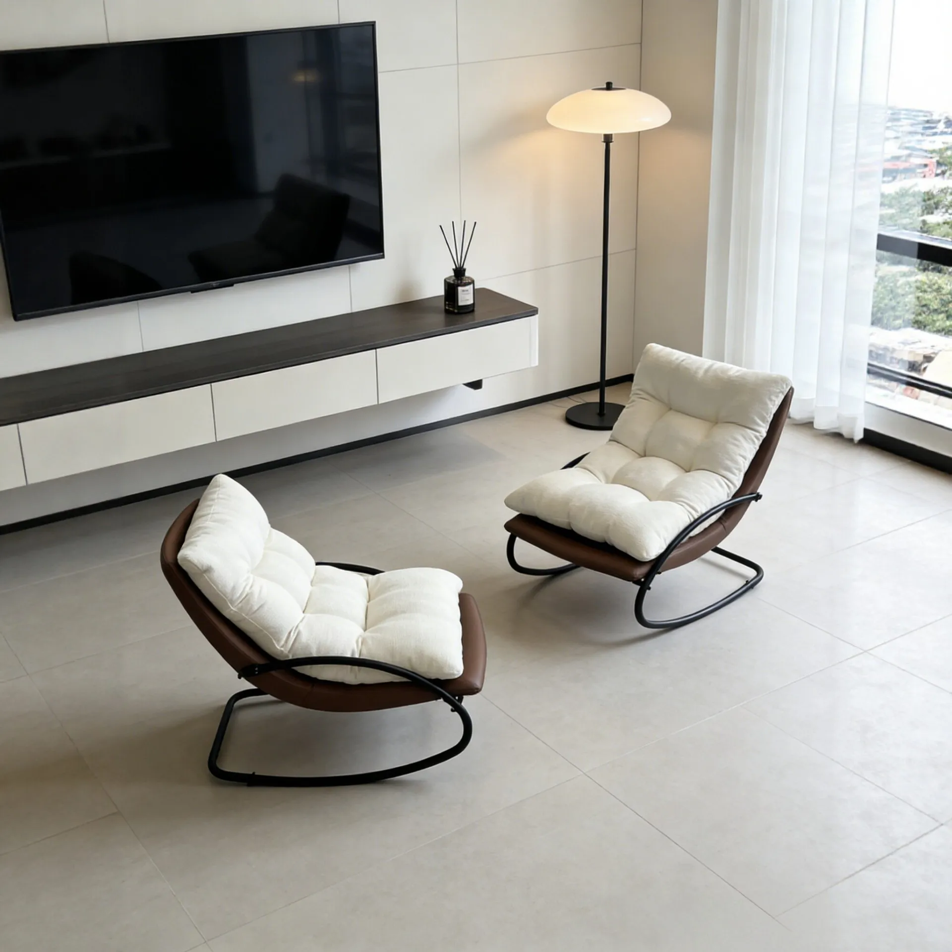 HYS lazy rocking chair recliner, single casual sofa chair, balcony living room for home use, can lie down and shake