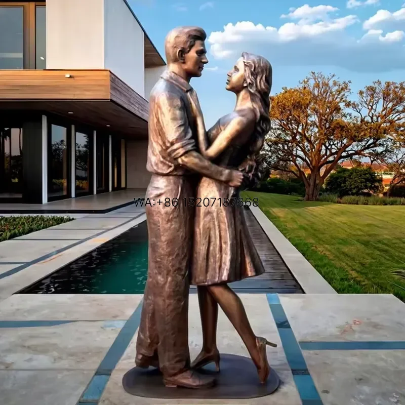 Wmwmnu for European Style Park Decoration Casting Art Metal Life Size Loving Figure Bronze Dancing Couple Sculpture Statue