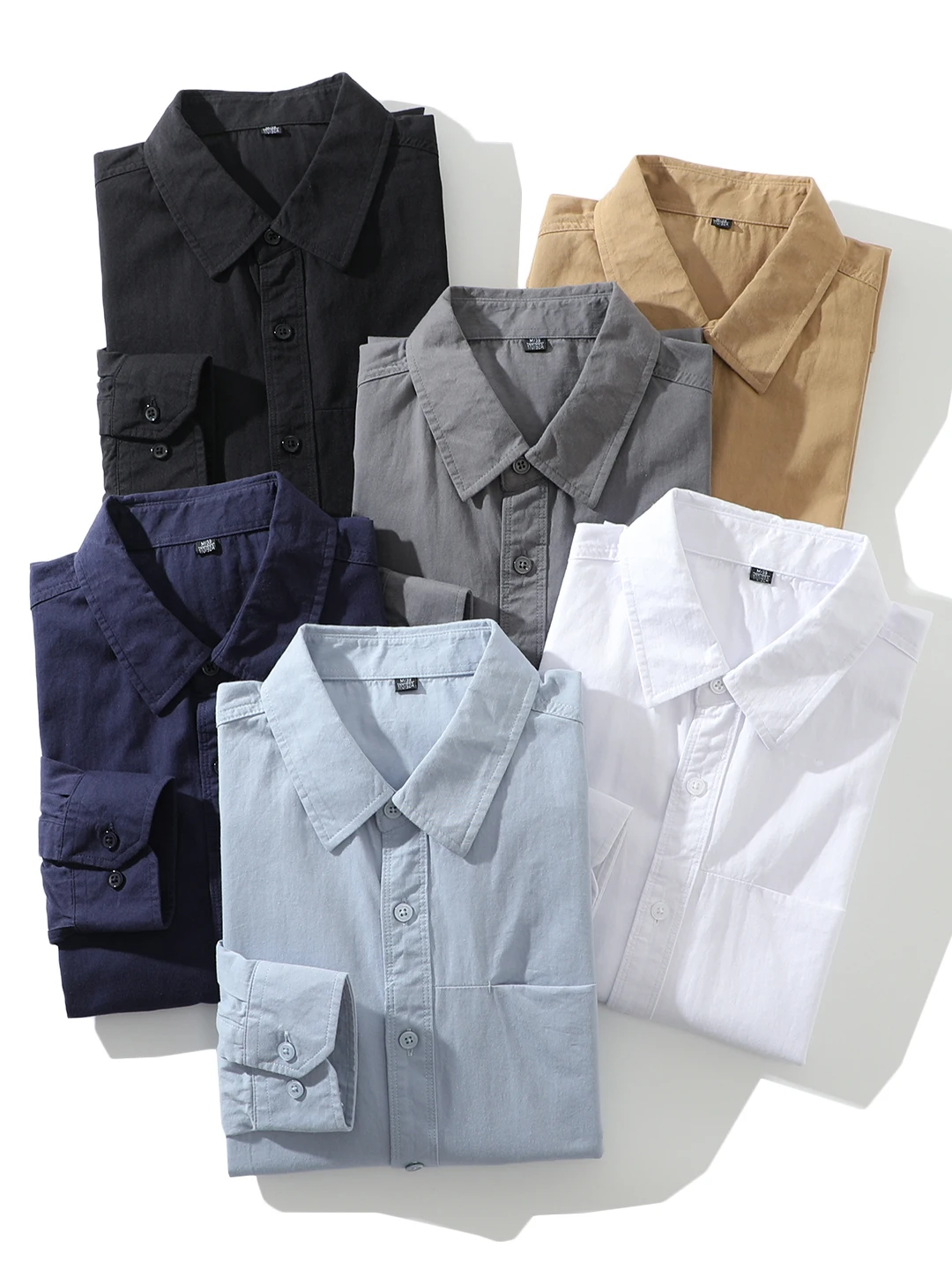 

Heavyweight Waed Pure Cotton Long Sve Men's Casual irt Comfortable Stand Fit Button Detail Daily Wear Spring Autumn
