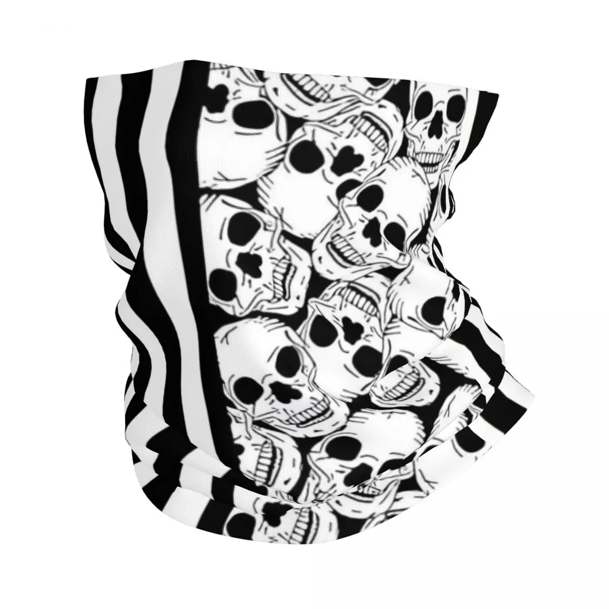 Black And White Skulls And Stripes Headband Neck Warmer Men Ski Running Tube Scarf Medical Nurse Face Bandana Gaiter