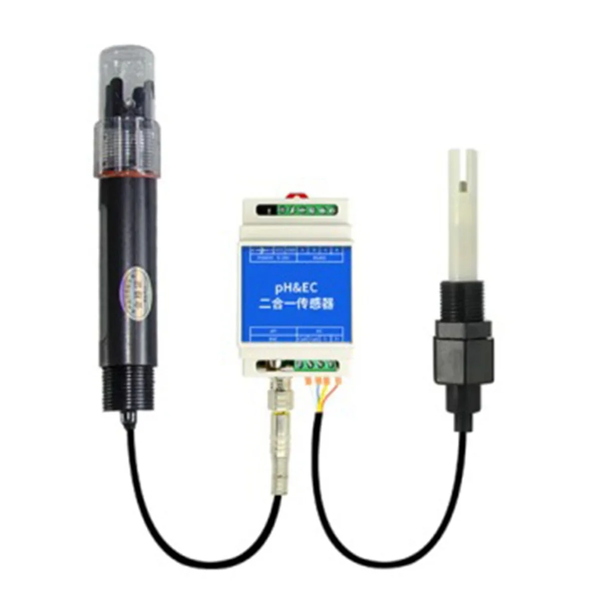 

Din Rail Type PH EC Plastic Electrode Probe Detector RS485 2-In-1 Sensor Industrial Sewage Monitor(A)