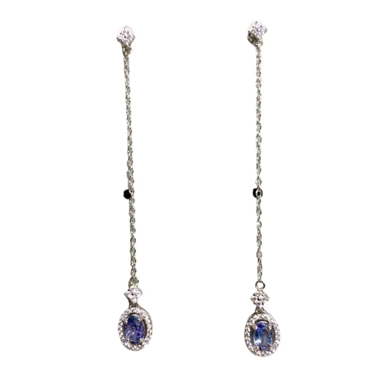 

ZECAA 925 Fine Jewelry Woman Tanzanite Drop Earrings With Natural Tanzanite Gemstone 4*6mm Lady S925 Silver Drop Earrings