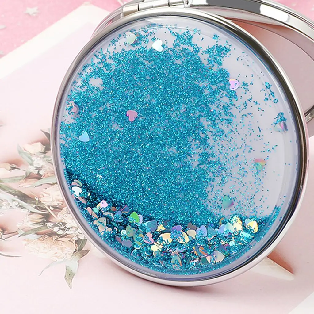 Espelho ampliado de maquiagem de bolso compacto dobrável de 3 '' espelho HD de dupla face