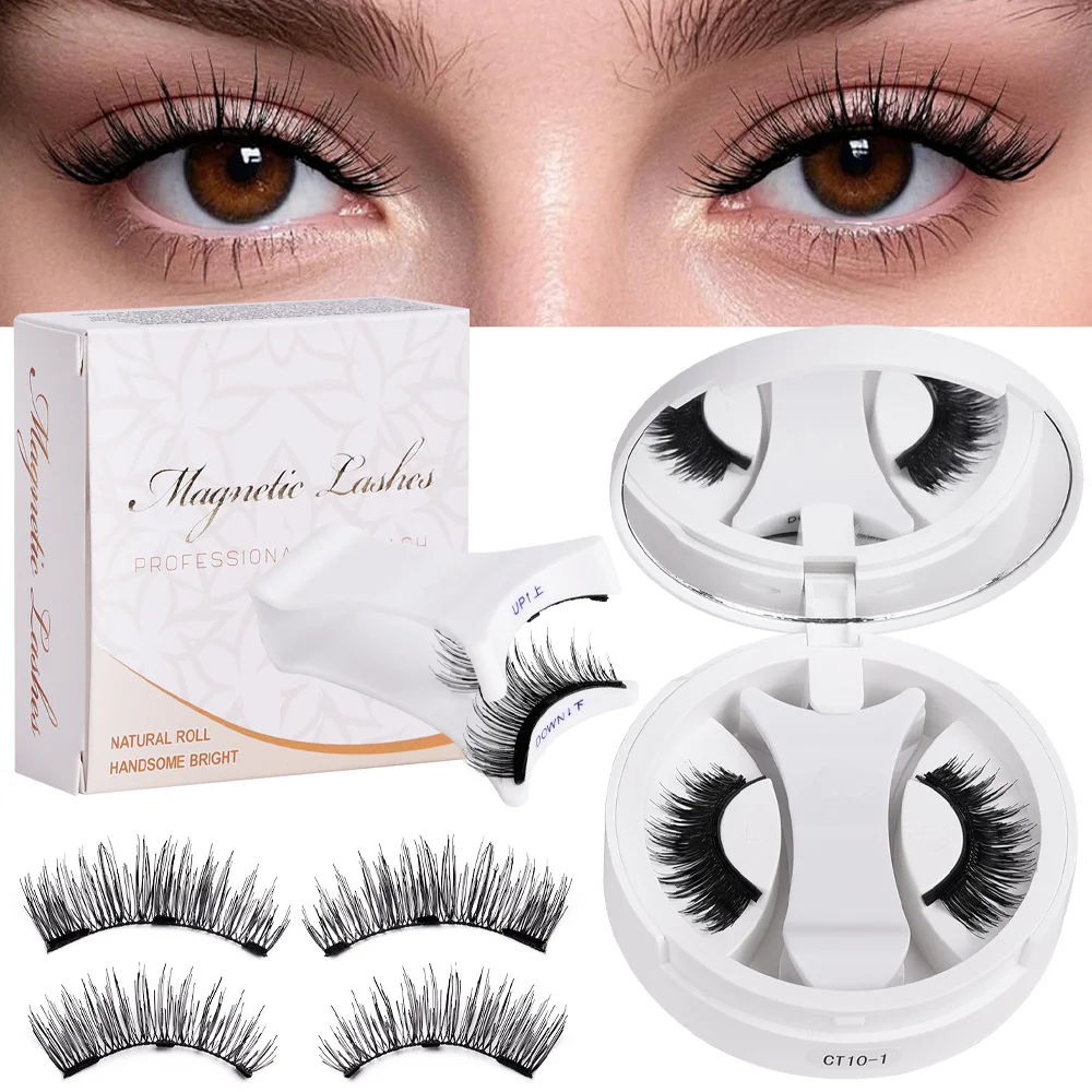 Magnetisches Wimpern-Set mit integriertem Wimpernzange, dicke Volumenwimpern für das wiederverwendbare magnetische Wimpern im europäischen und amerikanischen Stil