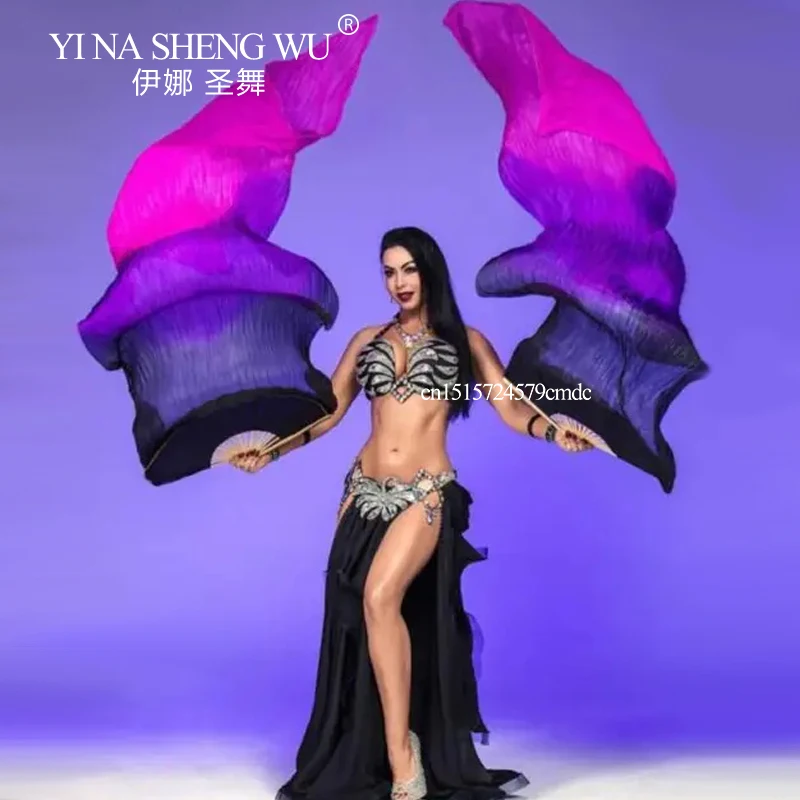 الرقص الشرقي مروحة حريرية عالية الجودة الصينية الحرير الرقص مروحة الرقص مرحلة الأداء الدعائم المشجعين مصبوغ يدويا مروحة التخصيص اللون #1