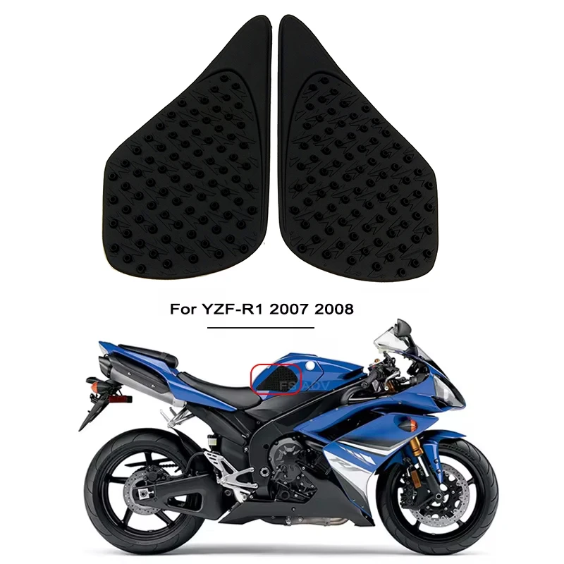 YZF R1 Sticker Anti slip Fuel Tank Pad Side Gas Knee Grip Fit For Yamaha R1 YZF-R1 R 1 2007 2008 Motorcycle