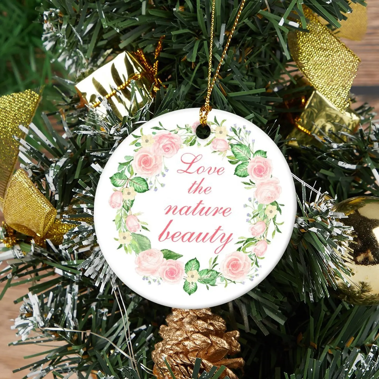 New Acrylic Decorations White Wreaths with Floral Designs and Holiday Hanging Decorations with Inspirational Messages