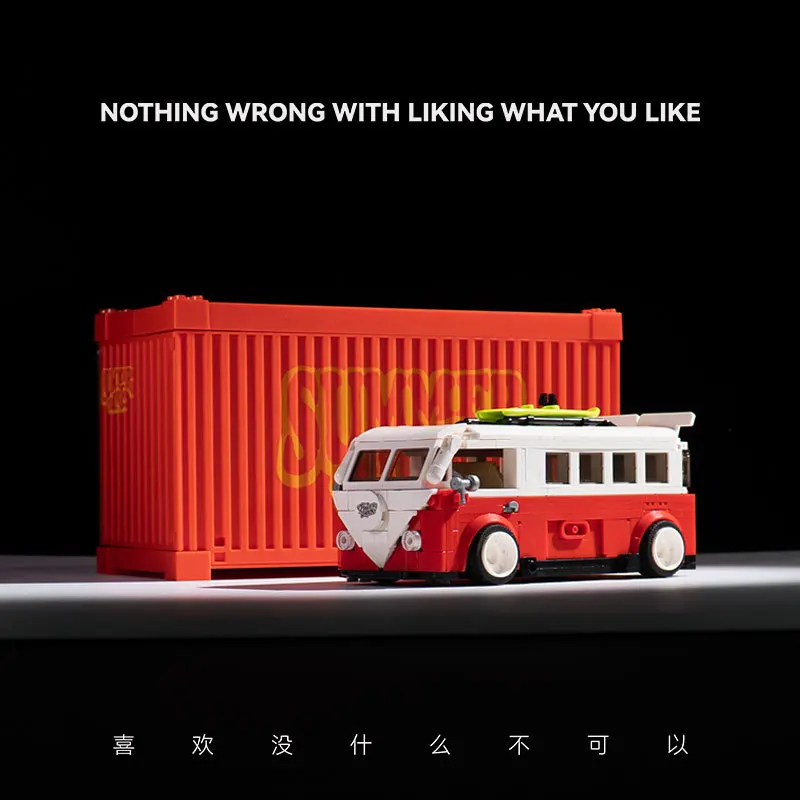 Ensemble de blocs de construction Pinbo PB8807 pour véhicule utilitaire et camping-car (avec affichage de la cargaison) – Jouet éducatif d'assemblage pour garçons