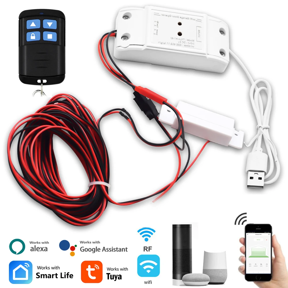 Tuya Garage Door Opener WiFi Smart Switch Module Relay And 433MHz Remote Control Work With Alexa Echo Google Home SmartLife APP