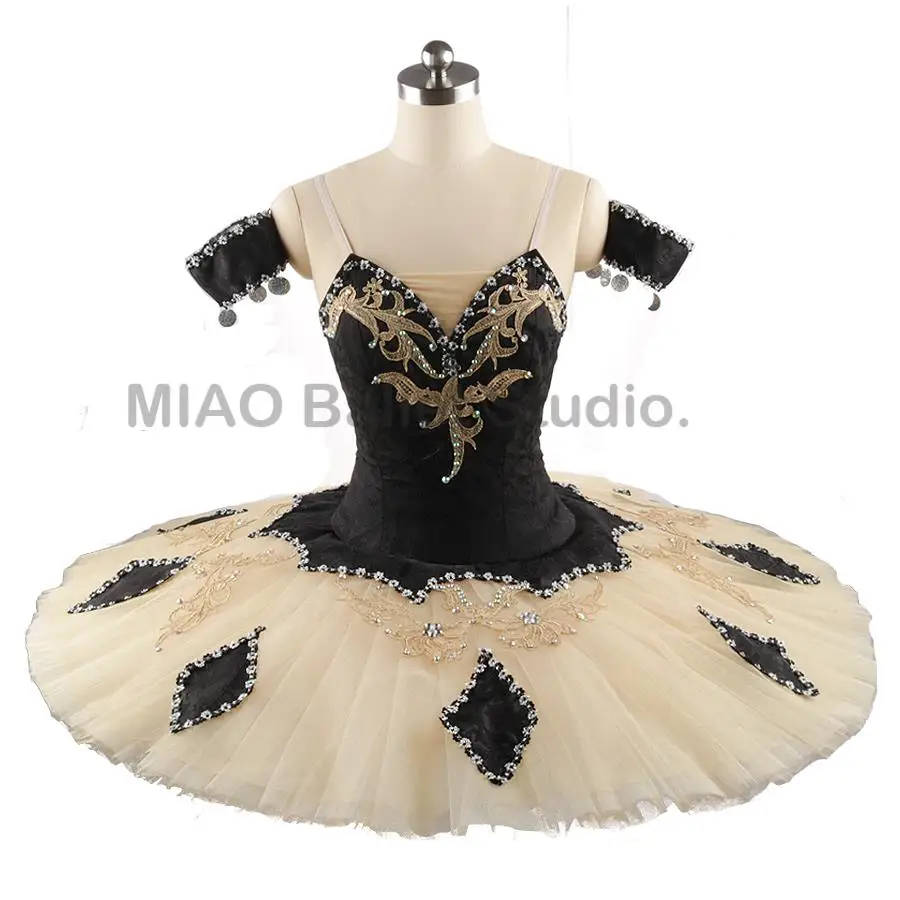 

Black beige Harlequinade Variation Ballet Costume women Professional the Nutcracker Classical Tutu pancake No elasticity 0117