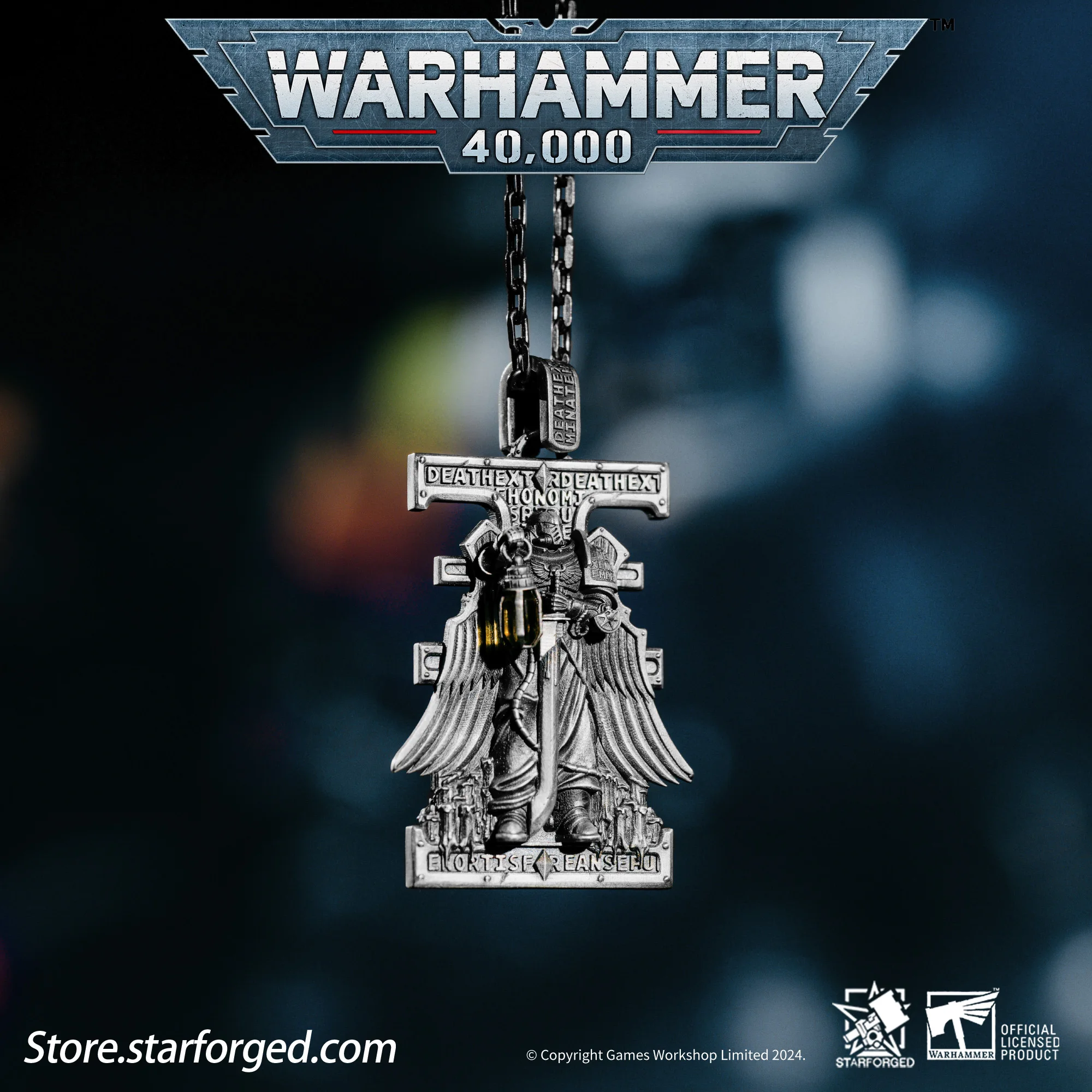 Starforged Warhammer 40K Stigmata of Shadowbreaker Men's Sterling Silver Pendant Necklace Christmas Gift