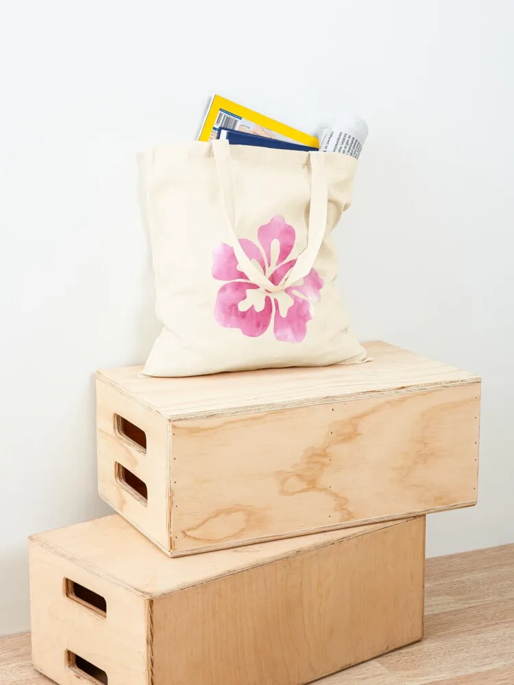 حقيبة حمل على شكل زهرة الكركديه الوردية بألوان مائية حقيبة للمتسوقين حقائب نسائية للنساء حقائب كبيرة الحجم حقيبة حمل للرجال #4