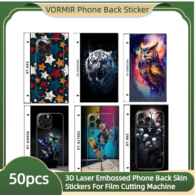 

50pcs 3D Layer Embossed Phone Back Skin Film Custom Relief Mobile Screen Protector OEM DIY Stickers For Cutting Plotter Machine