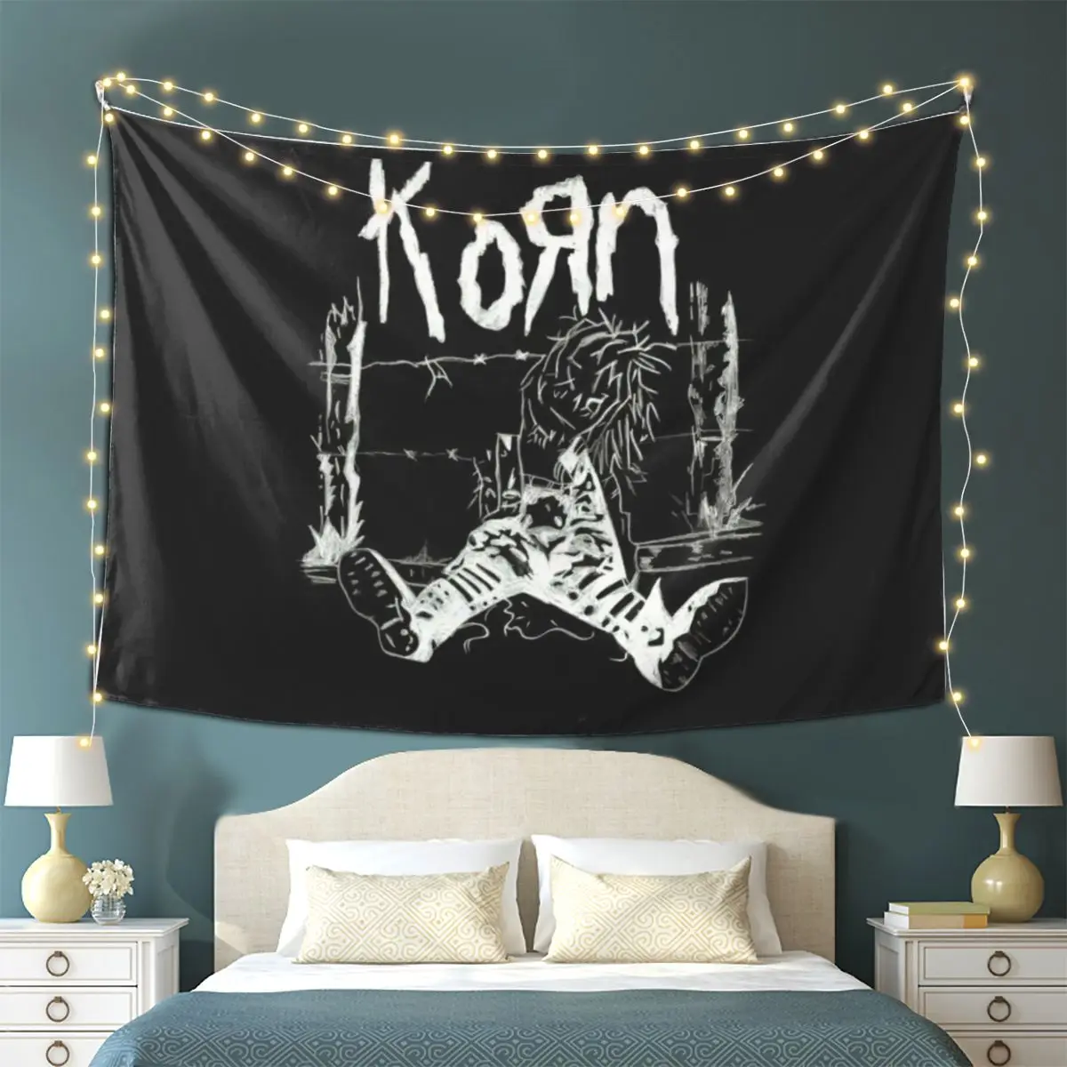 

Korn Rock Music Tapestry Wall Hanging Aesthetic Home Decor Tapestries for Dorm Room