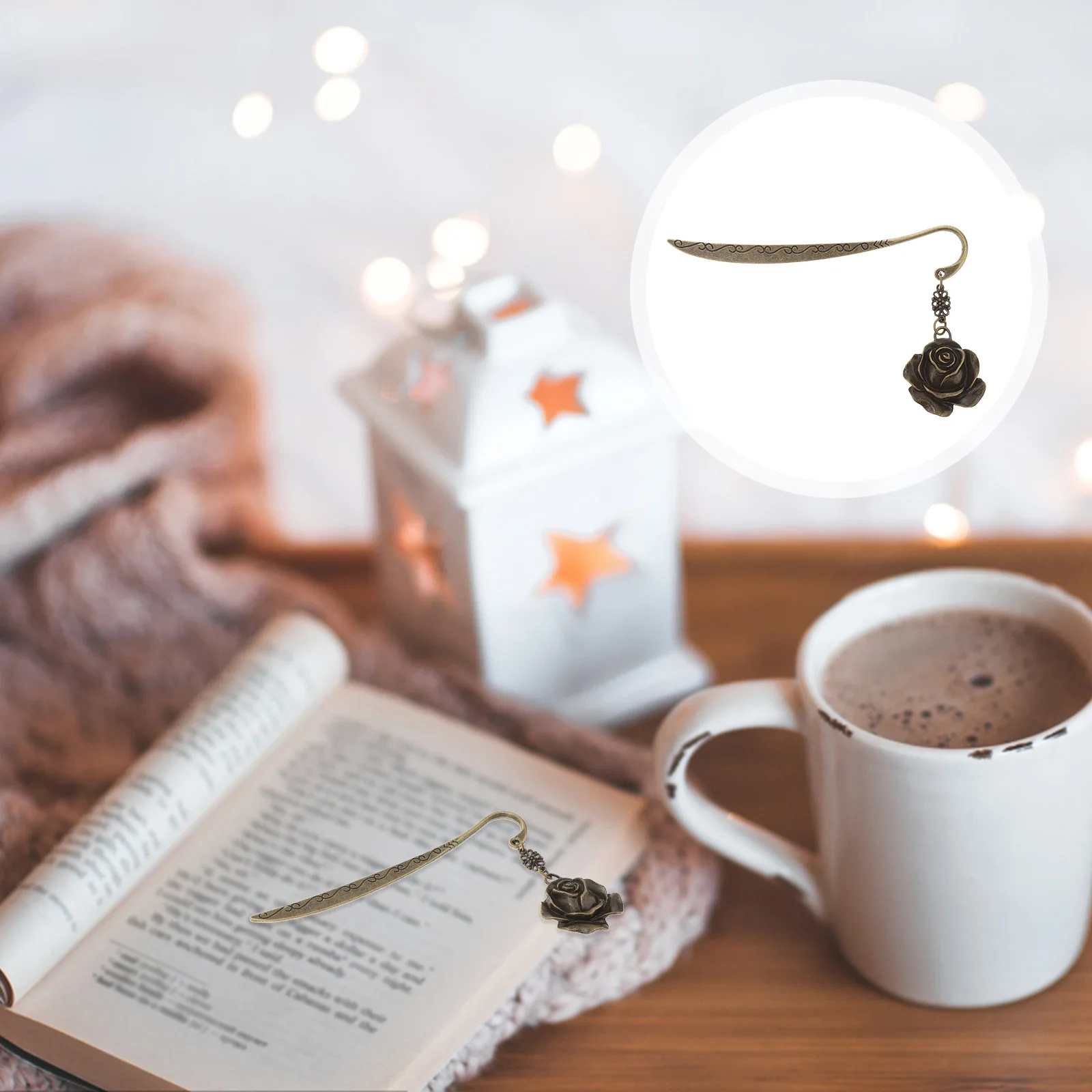 

2Pcs Golden Vintage Metal Rose Bookmark Strong Book Marker for Readers Corrosion-Resistant Reading Aid Decorative Stationery