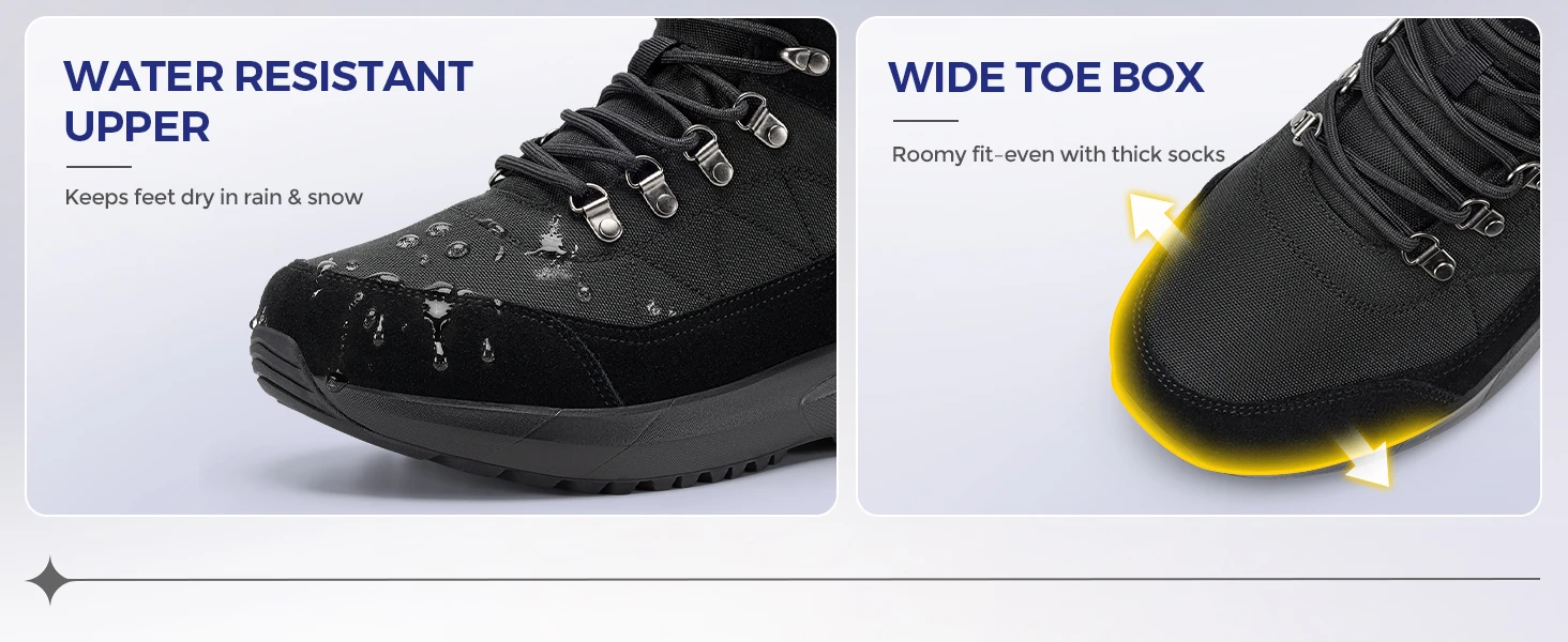 FitVille Herren Winterstiefel, extra breite Wanderschuhe für Männer, wasserabweisend, warm, mit Plüschfutter, Schneewanderstiefel, rutschfest für den Herbst. – Detail 6