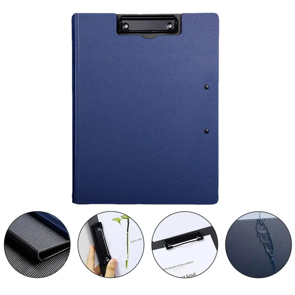 File Clamp Case Waterproof A4 Clipboard File Cover Organizer Case for Office School Teachers Foldable Storage Box with Clamp